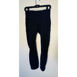 Lululemon High Rise Tight Mesh Panel Tiered Ankle Legging Size 6 Black Gym Yoga